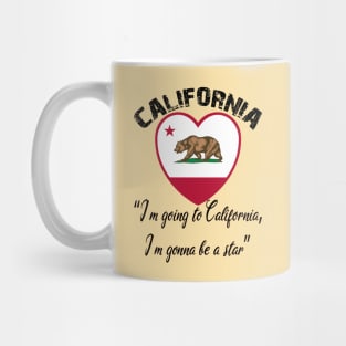 Bear Flag, Flag of California, Grizzly bear, “I’m going to California, I’m gonna be a star.” Mug